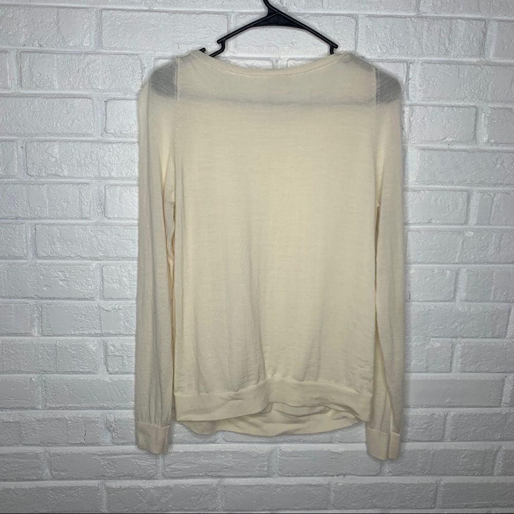 Akris Punto Sheer Wool Cream Embellished Sweater size 10 - Picture 7 of 7